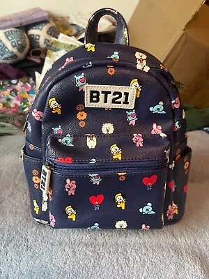 BT21 Mini Backpack Friends Characters Pattern Navy Blue  NEW Without Tags • $35