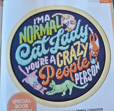 Cross Stitch Chart - I'm A Normal Cat Lady Fun Cat Lover's Typographic Sampler • £1.50