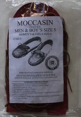 Moccasin Craft Kit Men/Boys Sz 5 Womens/Girls 6 Rust Brown Leather 1442-5 NOS • $14.99