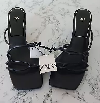 New ZARA Rolled Strapped Heeled Sandal Womens US 10 / EUR 40 • $24.99