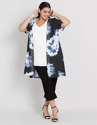 Beme Kimono Cover-Up Plus Size 22 Short Sleeve Top Cardigan Silver Beaded NEW • $31.99