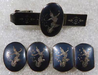 £22.18 • Buy SIAM STERLING HANDMADE Vintage Women DANCERS CUFFLINKS TIE CLIP Estate @ $1/Grm