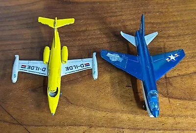 (2)Vintage 1973 Matchbox Jet Planes- Blue SP2 Corsair A7D & Yellow SB1 Learjet • $14.97
