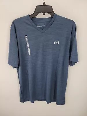 Under Armour Shirt Mens Large Blue V-Neck Workout Athletic Outdoor Performance • $17.21