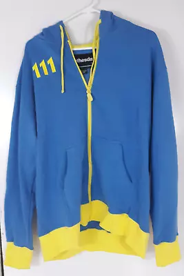 Bethesda Fallout 4 Vault 111 Blue And Yellow Full Zip Hoodie Size Medium • $44.99