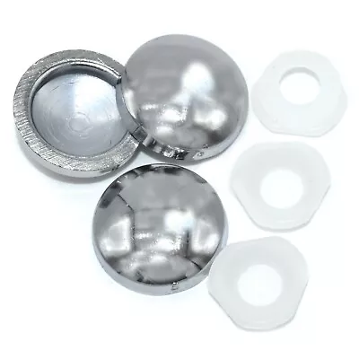 £6.89 • Buy Plastic Chrome Dome Screw Cover Caps - Pre Packed Caps & Washers - Snap Cap *
