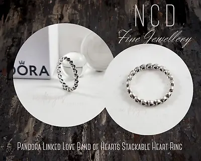 NC Designs Pandora Linked Love Band Of Hearts Stackable Heart Ring 190980 (50) • $29