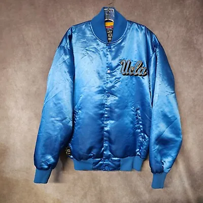Franchise Club UCLA Bruins Collegiate Satin Button Up Bomber Jacket Mens M • $64.99