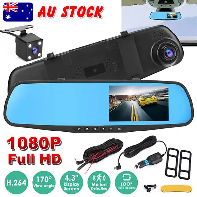 Dash Camera 4.3  1080P Reversing Mirror Reverse Camera Front And Rear Dual Lens • $30.35