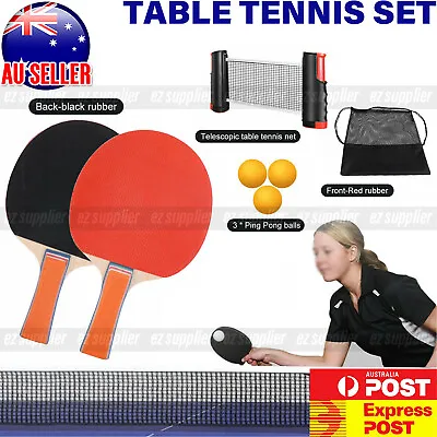$17.49 • Buy Table Tennis Kit Ping Pong Set Retractable Net Rack + 2 Bats + 3 Balls HOT