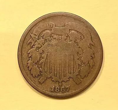 1867 2¢ Two Cent Piece Coin Good • $15