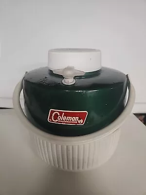 Vintage Coleman 1-Gallon Green & White Water Cooler Jug W/Lid USA 1974 • $27.25