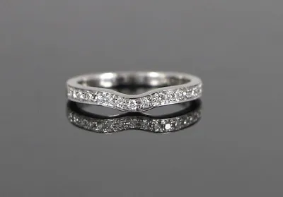 $1250 A.Jaffe 14K White Gold Round Diamond Classic Curved Wedding Band Ring  • $625