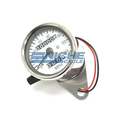 Mini Speedo White Motorcycle Mechanical 140MPH Speedometer Gauge 2:1 • $74.60