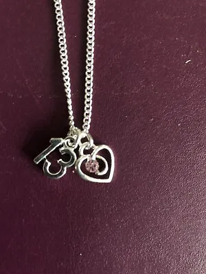 £3.65 • Buy 13TH BIRTHDAY PRETTY HEART CHARM NECKLACE THIRTEEN 18  Silver Plated Chain Gift
