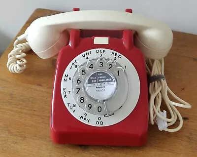 Retro Red & Cream Two Tone Rotary Dial Telephone. Model GPO 706L - Working Order • £45