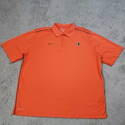 Miami Hurricanes Shirt Men 2XL Orange Nike Dri Fit Polo Swoosh Golf Stretch • $14.44