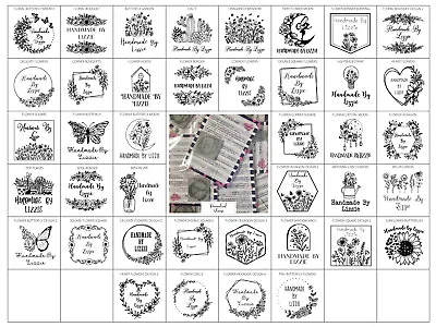 Personalised Handmade By Laser Rubber Stamps - 60 Designs - Multiple Square Size • £11.49