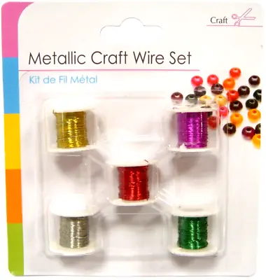 Jewellery Wire Coloured Wire Beading Wire Metallic Coloured Craft Wire Set X 5 • £3.95