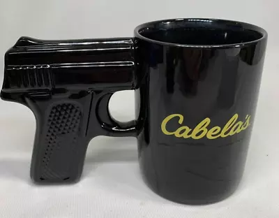 CABELA's Black Hand Gun Pistol Grip Handle 16 Oz. Ceramic Coffee Tea Mug Cup • $10.99