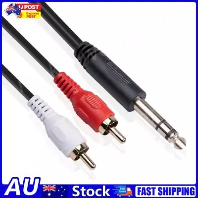 Dual RCA To 1/4 TRS Audio Cable 6.35mm Stereo To 2 RCA Phono Male Y Cable 1.5m A • $10.27