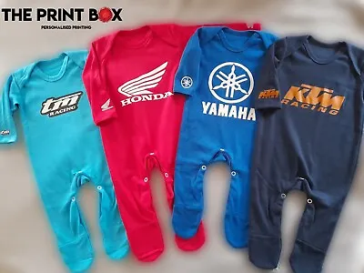 Motocross Baby Dirtbike Baby Grow Hat And Bib Set (HONDA/KTM/YAMAHA/GASGAS) • £31.99