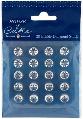 House Of Cake - Edible Diamond Gem Stone Studs - Clear - Pack Of 20 • £4.35