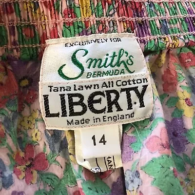 Vintage Liberty Of London Skirt Tana Lawn England Floral Smiths Of Bermuda Sz 14 • $49.50