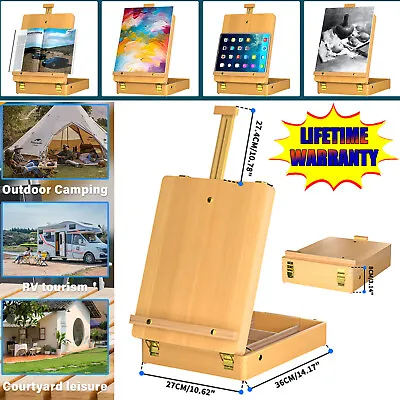Portable Wooden Drawers Artist Table Desk Top Easel Stand Sketch Box Painting UK • £17.20