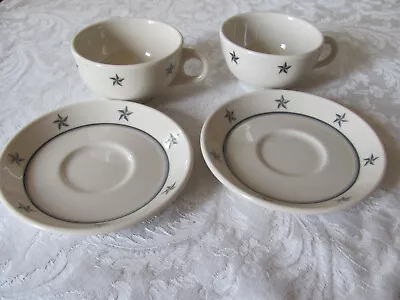 Lamberton Sterling UNITED STATES LINES Gray Star-USA-2 Cups & 2 Saucers-Imperf • $84.99