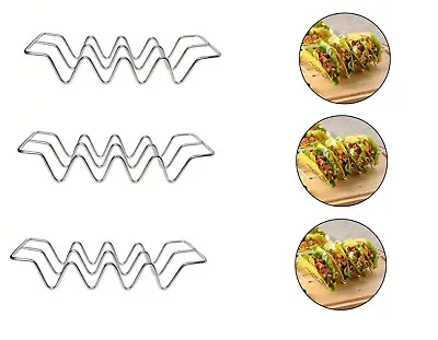 3-Piece Stainless Steel Taco Holder Stand Set  Holds 12 Tacos Total Taco Tuesday • $12.87