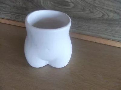 Buttocks Torso Shaped Pot White Ceramic With Drainage Stopper 10 X 9 X 11 Cm • £10