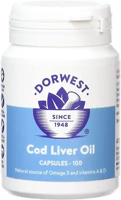 Dorwest Herbs Cod Liver Oil Capsules For Dogs And Cats 100 Capsules • £12.34