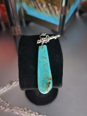 Vintage Native American Turquoise Pendant Handmade With 40  Chain Necklace • $31