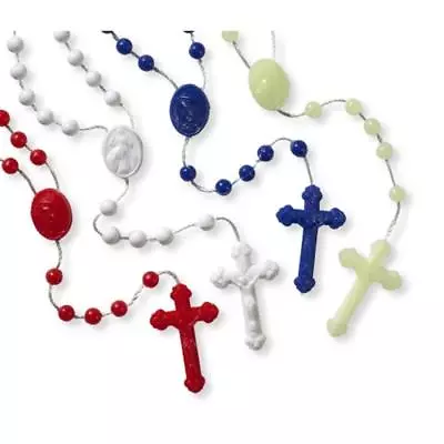 Assorted Color Plastic Bead Cord Rosary & Divine Mercy CenterpieceLot 100 16In • $52.88