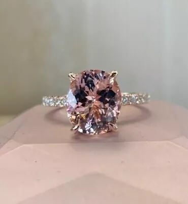 3ct Oval Cut Lab Created Morganite Women's Engagement Ring 14k Rose Gold Finish. • $243.99