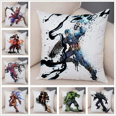 Marvel Avengers Captain America Hulk Pillow Case Decor Superhero Cushion Cover • £3.59