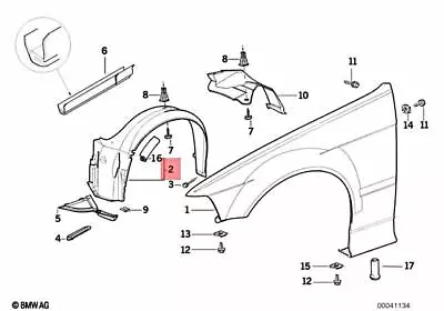 Genuine BMW E36 Cabrio Coupe Fender Liner Right OEM 51711977048 • $186.75