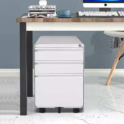 £59.99 • Buy Full Assembled 3 Drawers Metal Chest Of Drawer Mobile File Cabinet 5 Castor