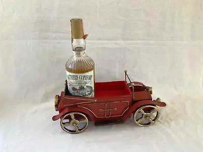 Vintage Tin 1950s Red Model T Barware Bottle And Shot Glass Holder W/ Music Box • $24.99