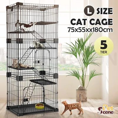 Petscene 5 Level Cat Rabbit Cage Hutch Wired Pet Kennel Enclosure Large Size • $199.95
