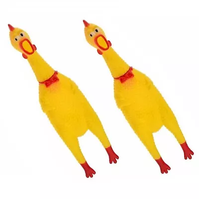 2 Pet Dog Shrilling Rubber Chicken Chew Sound Squeeze Screaming Toy 12  Inches • $9.99