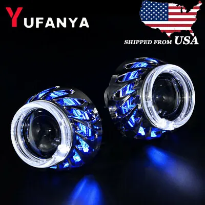 2.5'' H1 Mini Bi Xenon Projector Lens LED Angel Eyes Headlight Retrofit H4 H7 • $64.19