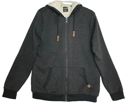 Buffalo David Bitton Men's Jacket Fortina Black Full Zip Sherpa Lined Hoodie L • $42.88