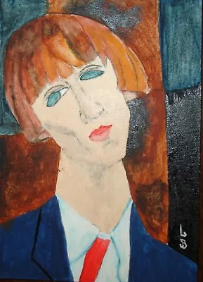 Aceo Art 2.5 X2.3  Original Madam Kisling 1917  Manner O Amedio Modigliani-by Lb • $6.99