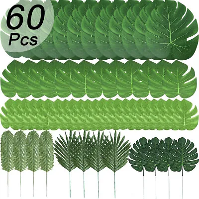 £11.98 • Buy 60x Tropical Hawaiian Artificial Palm Leaves Foliage Luau Party Decoration Green