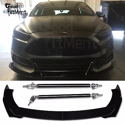 For Ford Focus ST RS MK3 MK4 Front Bumper Lip Spoiler Splitter Black +Strut Rods • $69.04