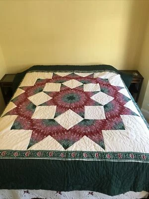 $125.99 • Buy Vtg Large Lone Star Quilt 84 X 84” Hand Stitched Sewn 8 Point  Bedspread Queen
