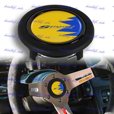 New Horn Button JDM Spoon Sports Racing Fits MOMO NRG RAID Steering Wheel Yellow • $23.88