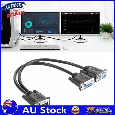 AU 15 Pin VGA Male To 2 Female Splitter Cable Monitor Adapter Video Lead For PC  • $9.19